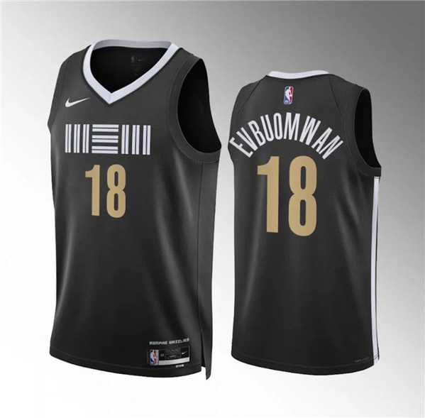 Mens Memphis Grizzlies #18 Tosan Evbuomwan Black 2023-24 City Edition Stitched Jersey Dzhi->->NBA Jersey